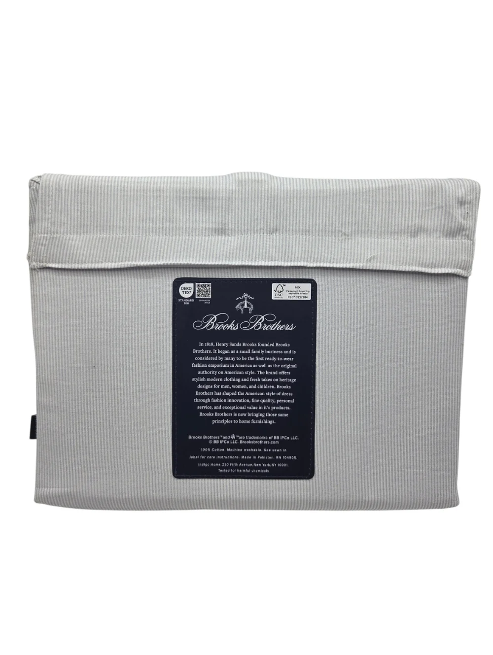 Brooks Brothers Striped Cotton Queen Sheet Set of 4pc White Blue‎